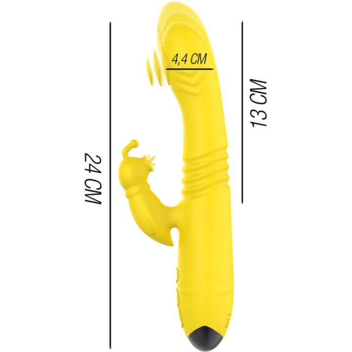 Intense - Vibrateur Multifonction Toky up & Down Avec Stimulateur Clitoral Jaune