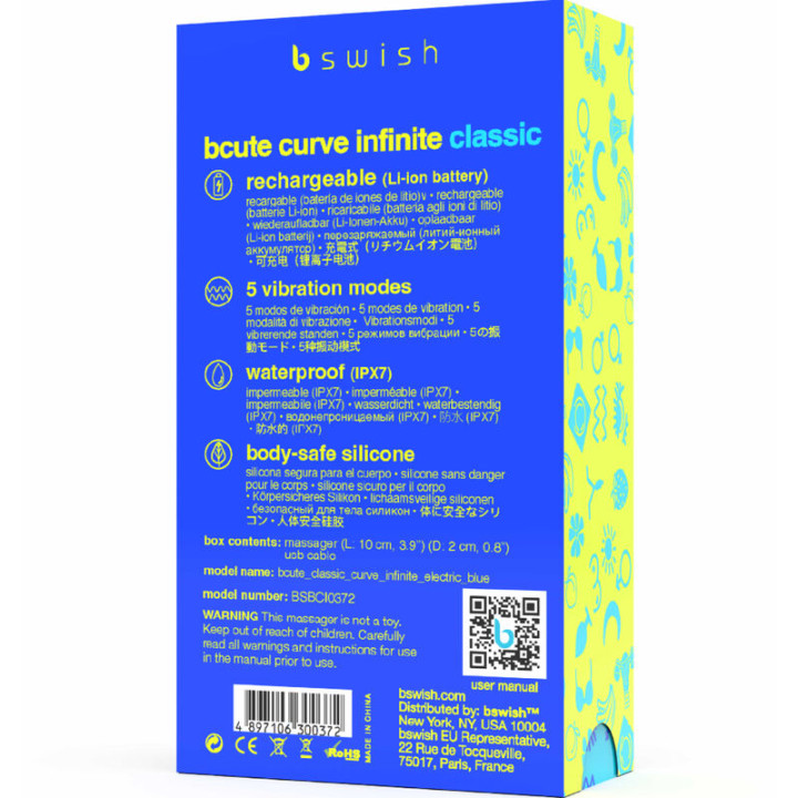 B Swish - Bcute Curve Infinite Classic Vibratore Ricaricabile in Silicone Blu