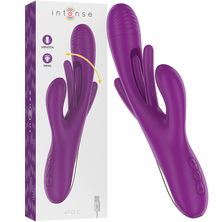 Intense - Apolo Ladowany Wibrator Wielofunkcyjny 7 Wibracji z Ruchem Wahajacym Fioletowy