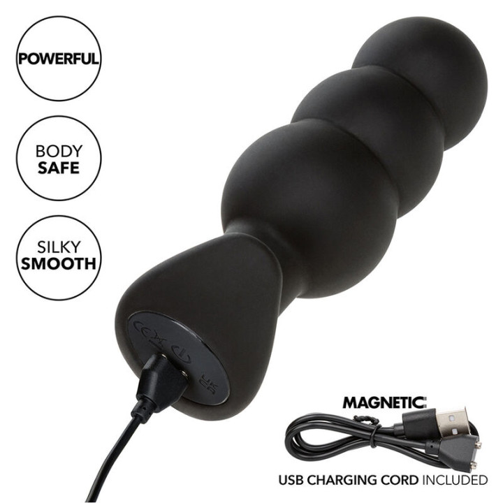 Calexotics - Rock Bottom Perline Tappo Anale 10 Vibrazioni Silicone Nero