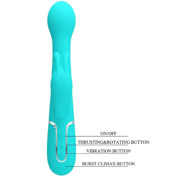 Pretty Love - Vibrateur Dejon Rabbit 3 en 1 Multifonction Vert Aqua