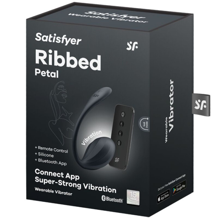 Satisfyer - Ribbed Petal Télécommande de Stimulateur de Point g Noir Application Gratuite