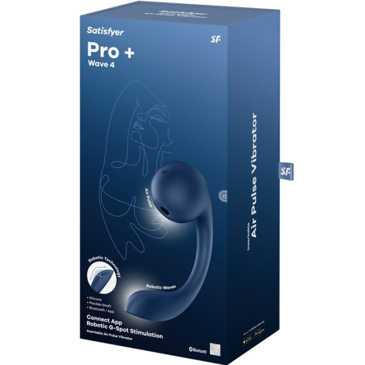 Satisfyer - Pro+ Wave 4 Estimulador Punto g & Air Pulse Aplicación Gratuita Azul Oscuro