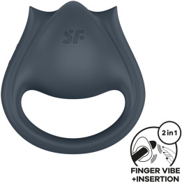 Satisfyer - Perfect Pair 2 Multivibrantes 2 em 1 Anel Para Pênis e Estimulador de Dedo Cinza