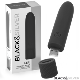 Black & Silver - Geri Bullet Vibrant Rechargeable Usb 8 Vibrations Noir 10 x 2,2 cm