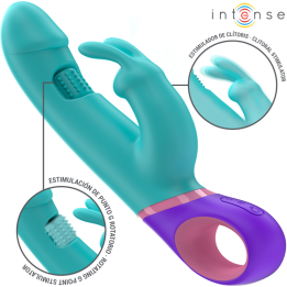 Intense - Monica Vibrateur Rabbit Avec Stimulateur de Point g Rotatif Bleu