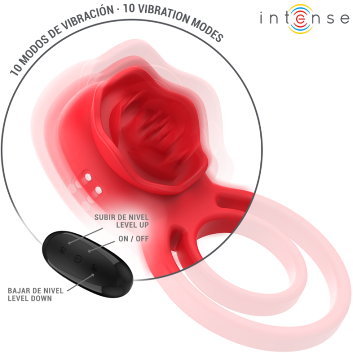 Intense - Gail Stimolatore Rose 10 Vibrazioni Rosso Telecomando