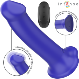 Intense - Vibratore Victoria Con Ventosa 10 Vibrazioni Blu Scuro Telecomando