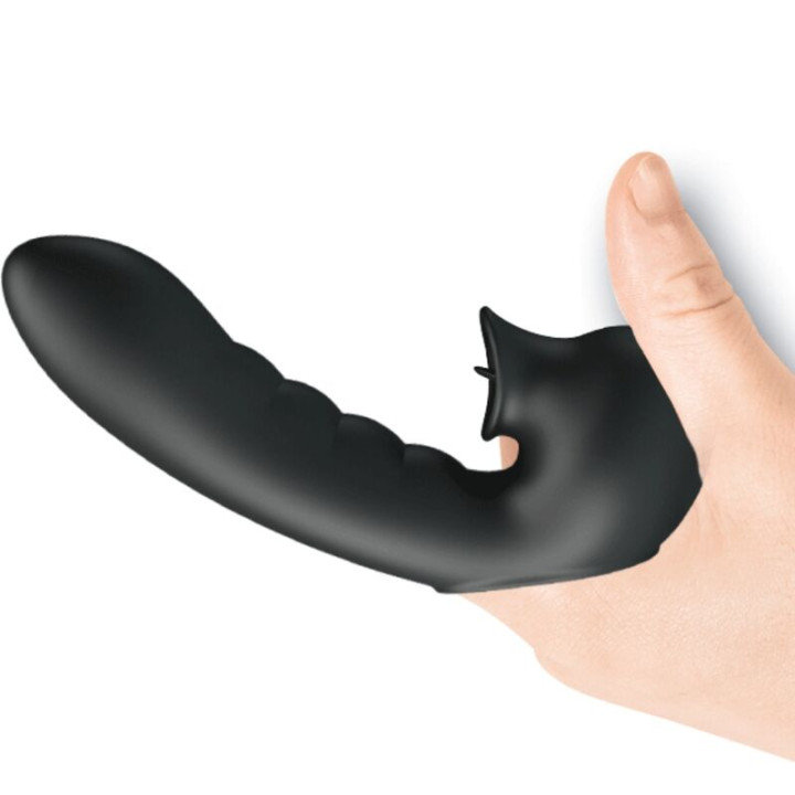 Pretty Love - Hobgoblin Vibrating Finger Case 12 Vibrações + Estimulador de Clitóris Preto