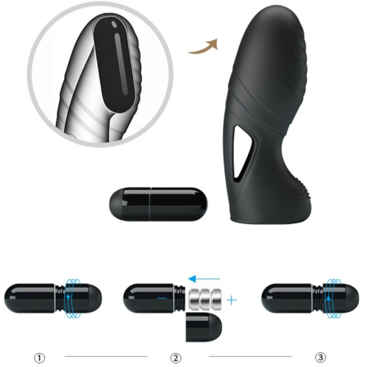 Pretty Love - Alan Silicone Finger Vibrator Black