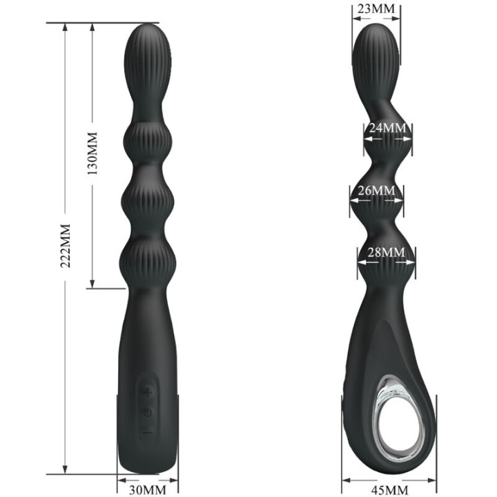 Pretty Love - Vibrateur Anal Federer 12 Vibrations Noir