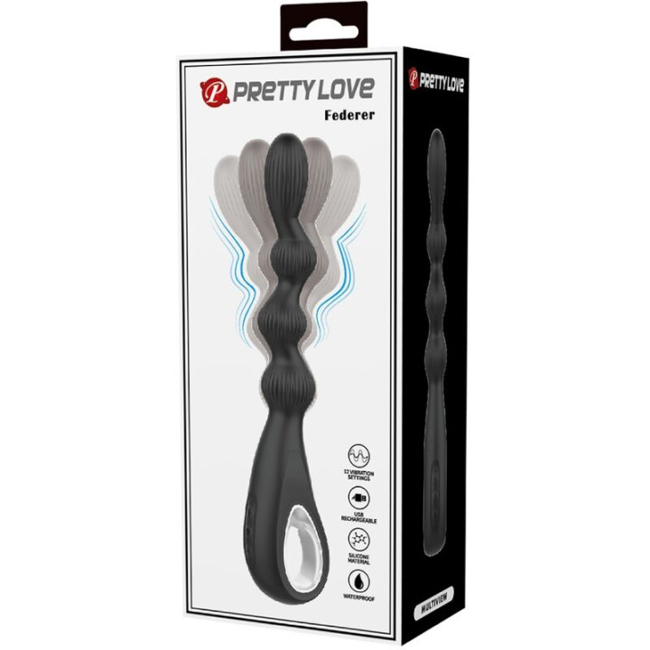 Pretty Love - Vibrateur Anal Federer 12 Vibrations Noir