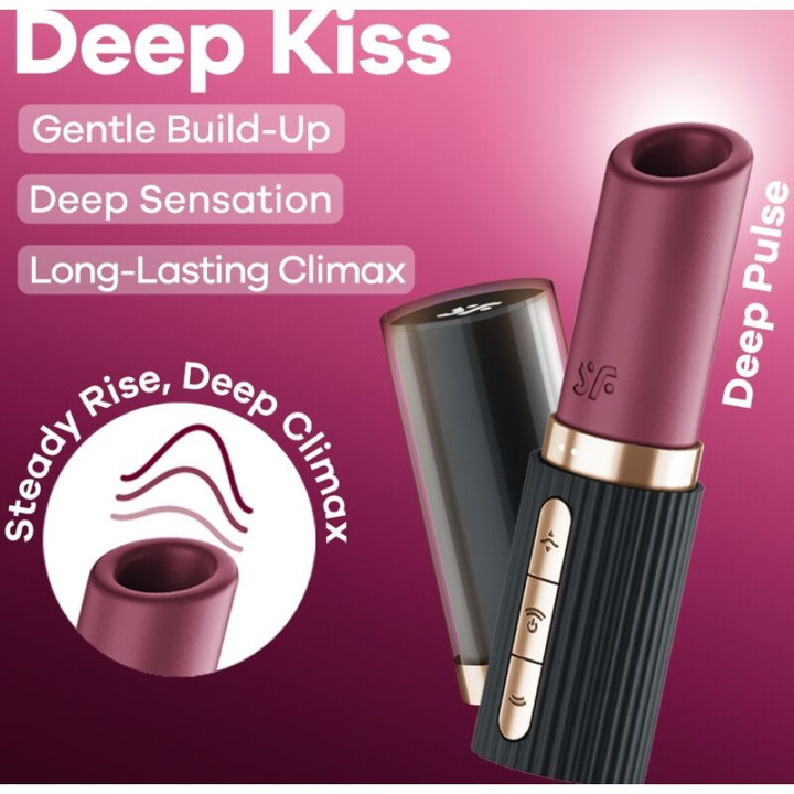 Satisfyer - Deep Kiss Wave Stymulator Łechtaczki Granat / Czarny