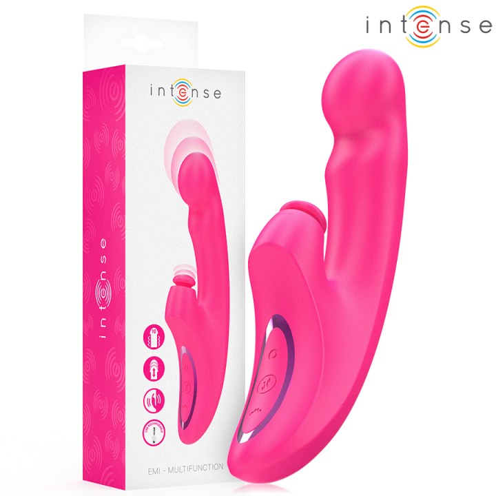 Intense - Vibrador Emi 13,5 cm Multifuncional 3 em 1 10 Vibrações Rosa