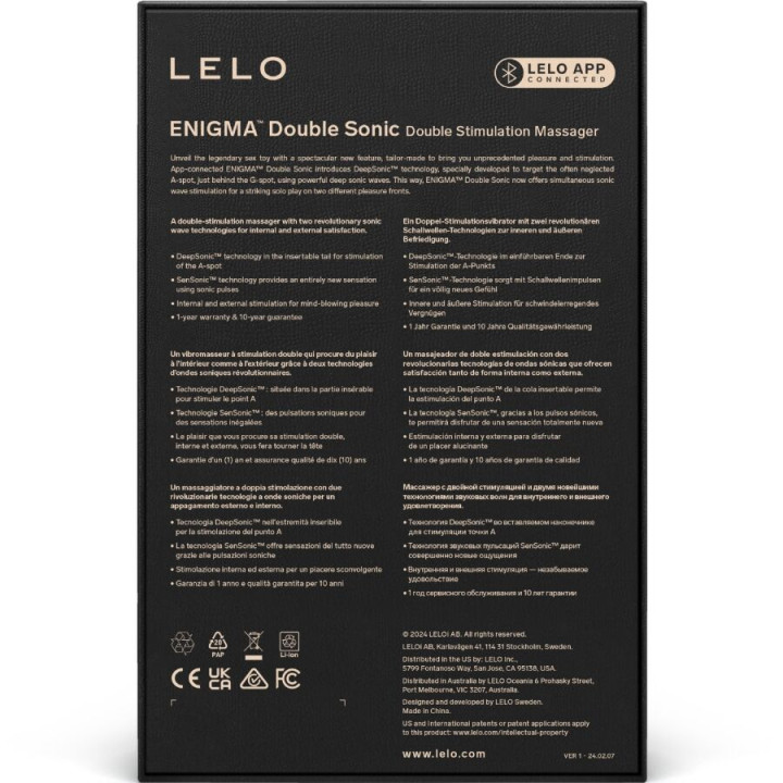 Lelo - Enigma Duplo Vibrador Sônico Ponto g Preto