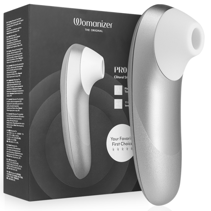 Womanizer - Stimolatore Clitorideo Pro Vibrante, Colore Argento e Grigio