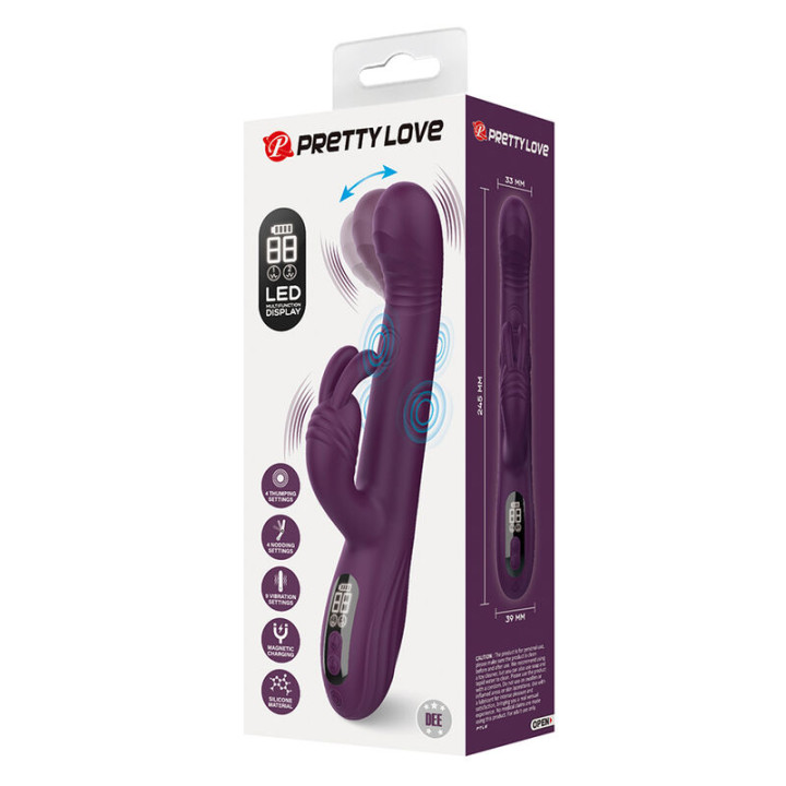 Pretty Love - Dee Vibrador Multifuncional Coelho Oscilação e Percussão Roxo