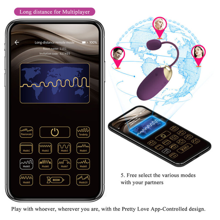 Pretty Love - Klay Vibrador Huevo Con Empuje App Control Morado