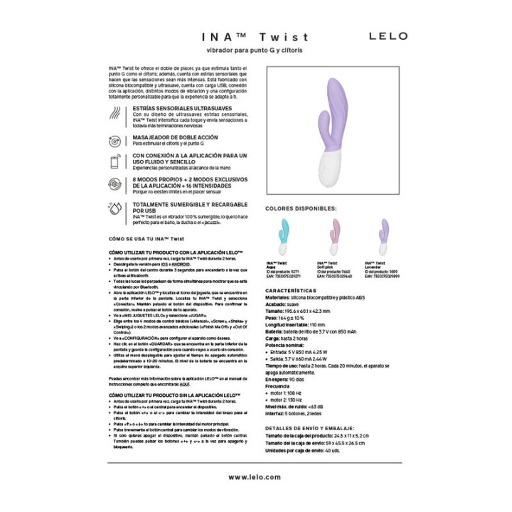 Lelo - Ina Twist Vibrador Rabbit Punto g y Clítoris Rosa