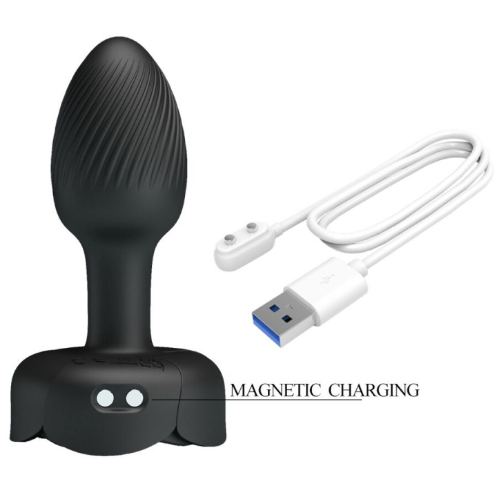 Pretty Love - Olman Anal Plug Mit Led Licht Schwarz 8,8 cm