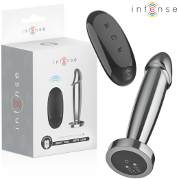 Intense - Plug Anal 10 Vibraciones Metal en Forma de Dildo Con Control Remoto s
