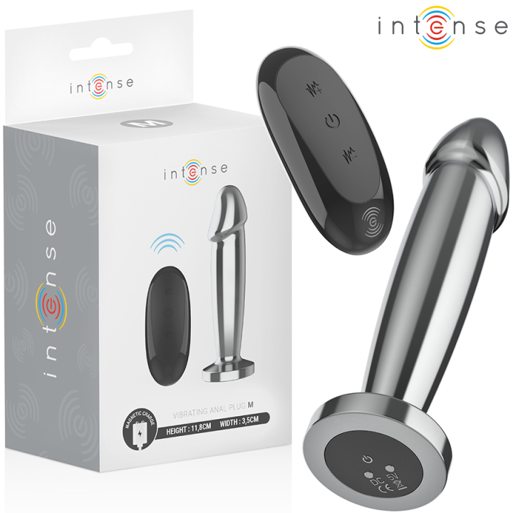 Intense - Anal Plug 10 Vibrations Metal Dildo With Remote Control m
