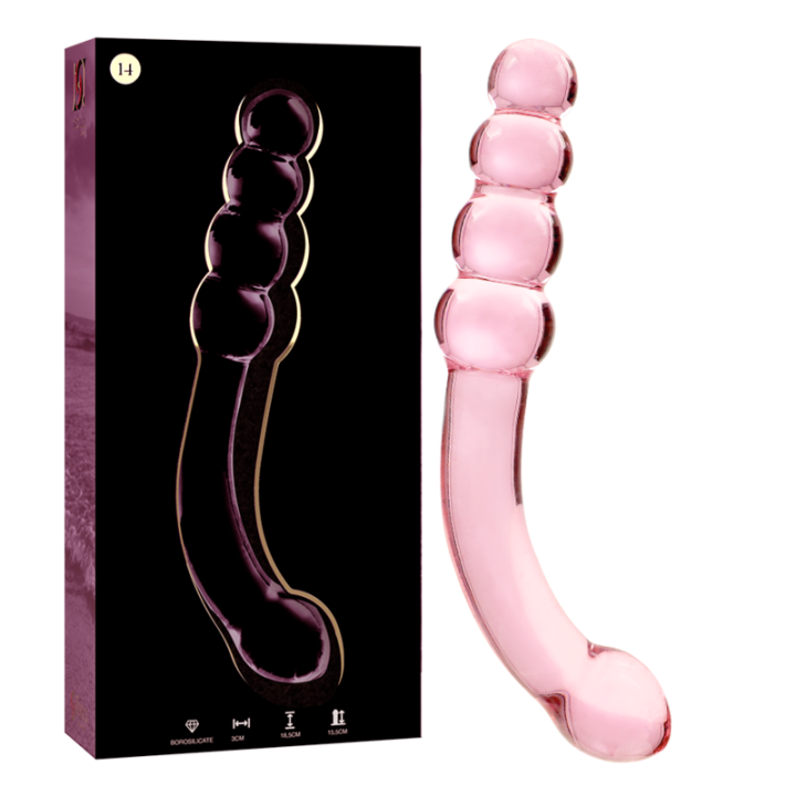 Nebula Series by Ibiza - Modèle 14 Gode en Verre Borosilicate Rose 18.5 cm -o- 3 cm