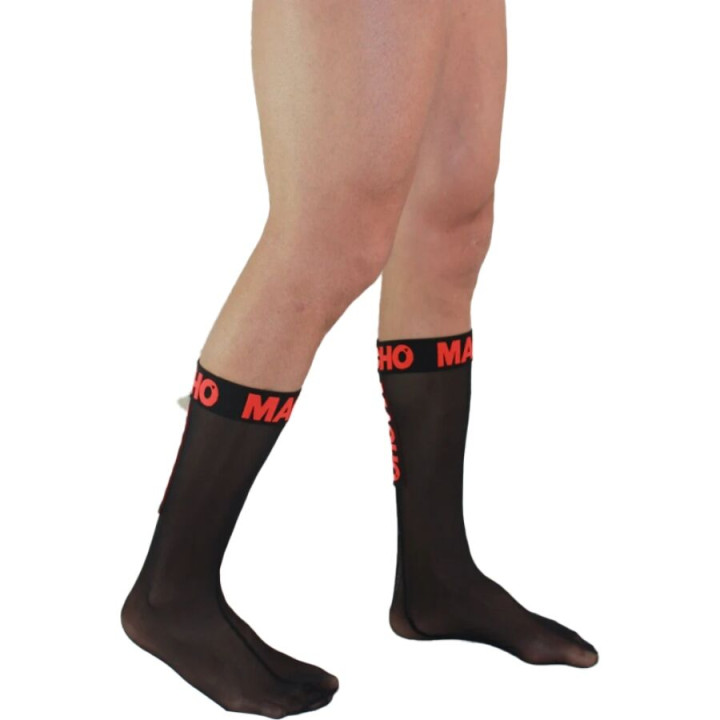 Macho - Chaussettes Fines Taille Unique Noir/Rouge