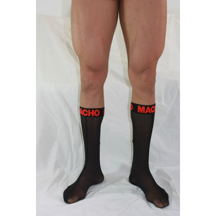 Macho - Meias Finas Tamanho Único Preto/Vermelho