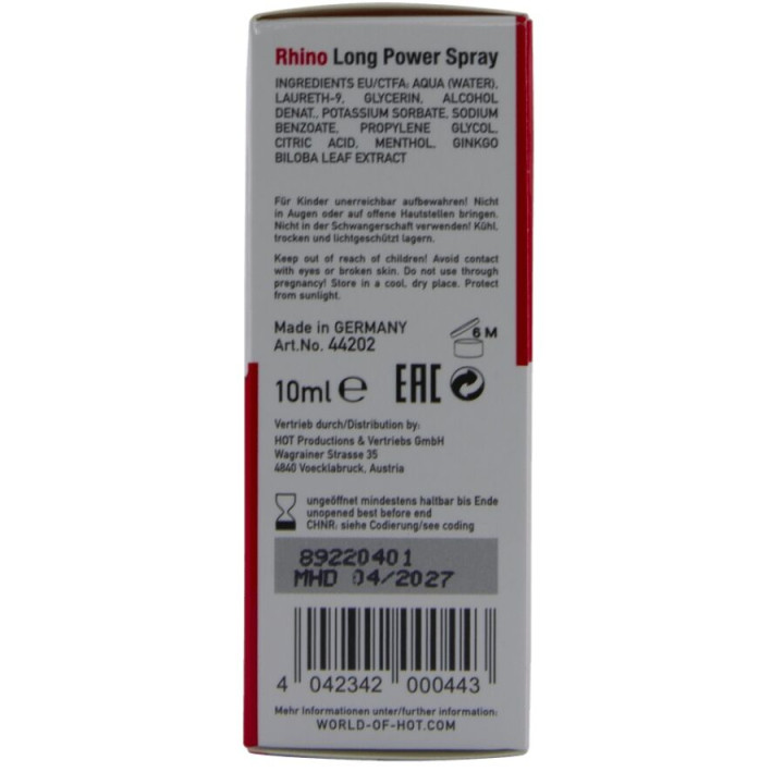 Hot - Rhino Spray a Lunga Potenza 10 ml