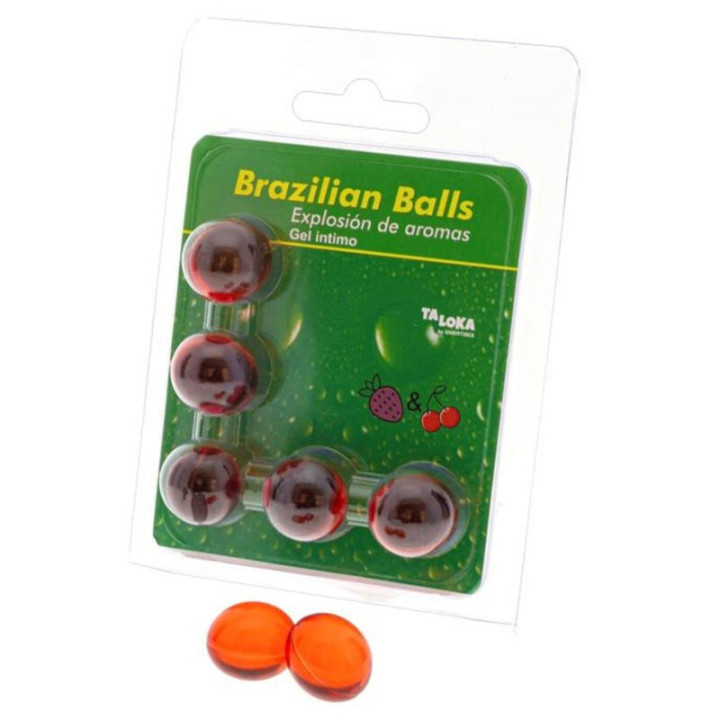 Taloka - 5 Bolas Brasileiras Morango e Cereja Gel Íntimo