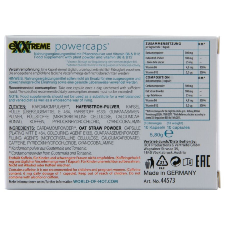 Hot - Exxtreme Capsules Puissance Man 10 Unités