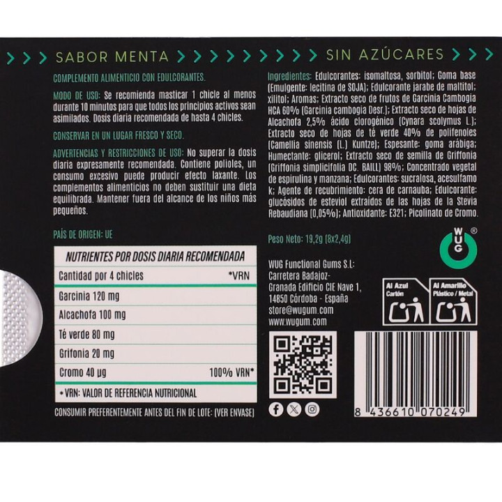 Wug Diet - Controle do Apetite e Redução de Lanches. Cartela Com 8 Unidades.