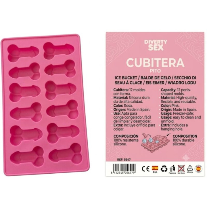 Diablo Picante - 12 Pénis en Silicone Dur Pour Seau à Glace Suspendu Rose