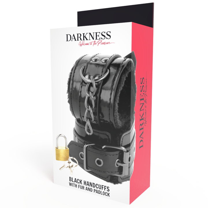 Darkness - Algemas de Couro Ajustveis Pretas Com Cadeado