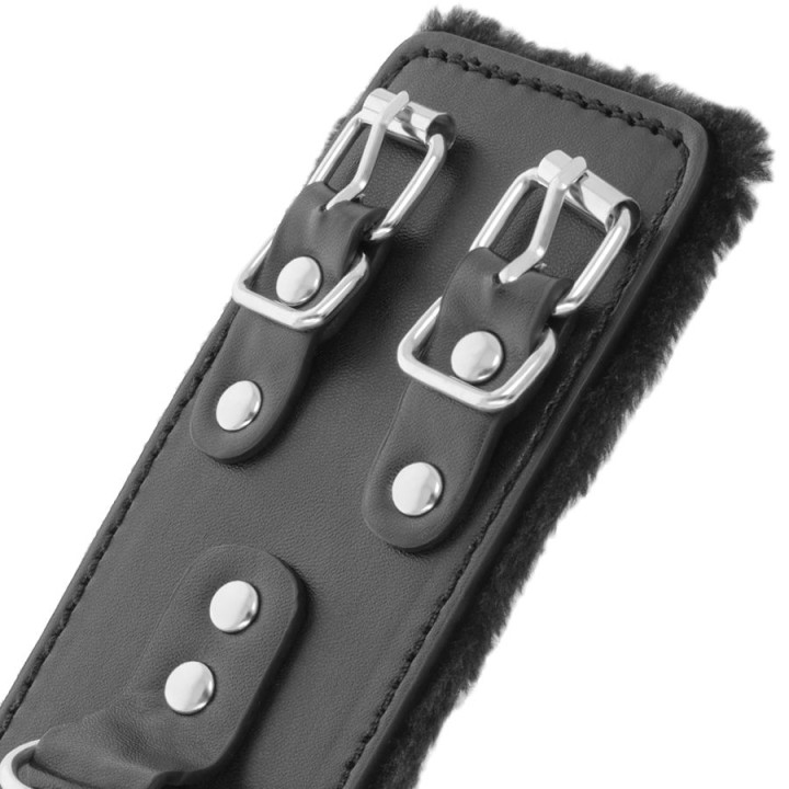 Darkness - Manette Nere Regolabili in Pelle Con Fodera