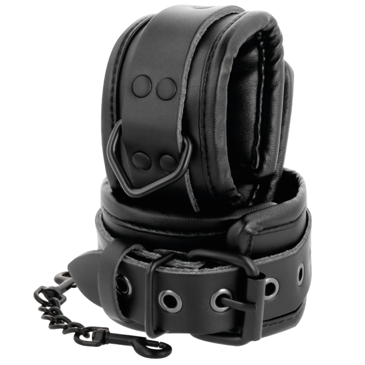 Darkness - Manette e Colletto in Pelle Nera