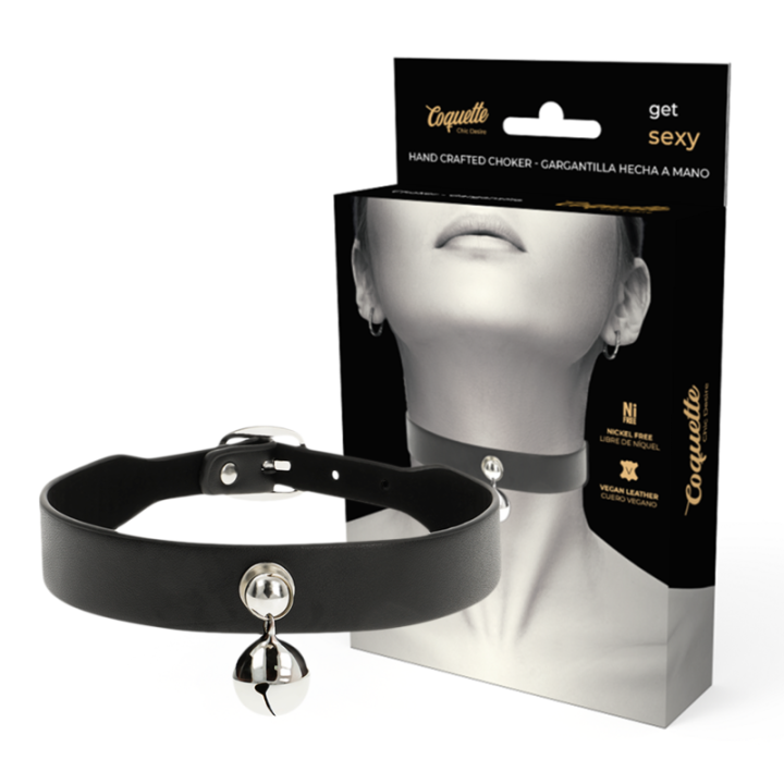 Coquette Chic Desire - Colar de Couro Vegano Mulher Acessório de Chocalho