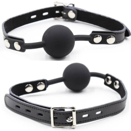 Ohmama Fetish - Gag de Bola de Silicone Com Cinto de Couro (Cadeado Incluído)