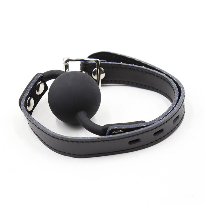 Ohmama Fetish - Silicone Ball Gag With Leather Belt (Padlock Included)