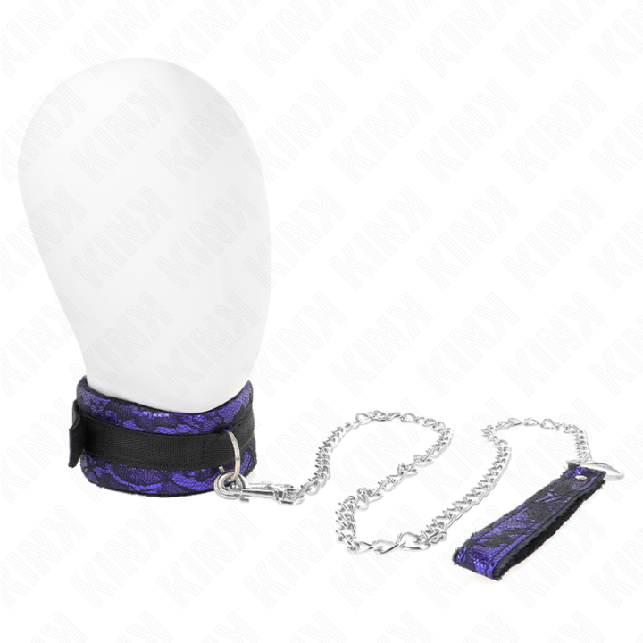 Kink - Krótki Naszyjnik z Aksamitu Koronkowego z Paskiem 105 cm z Nylonowym Wykonczeniem 44 x 5,5 cm