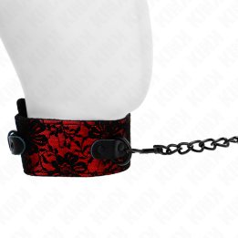 Kink - Collar Con Correa 105 cm de Encaje Con Cinturón de Cuero Real 44 x 5.5 cm