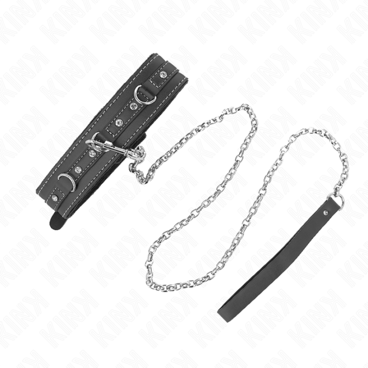 Kink - Naszyjnik ze Skóry Pcv z Paskiem 105 cm Nit Dyszonka 41,5 x 4 cm