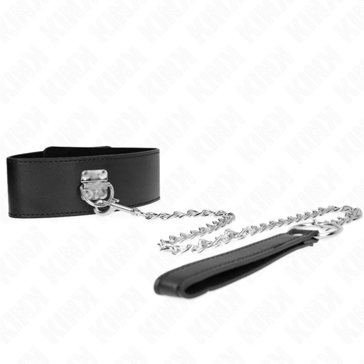 Kink - Halskette Mit Gürtel 65 cm Mit Breitem Schwarzen Riemen Verstellbar 33,5-41 cm x 5 cm