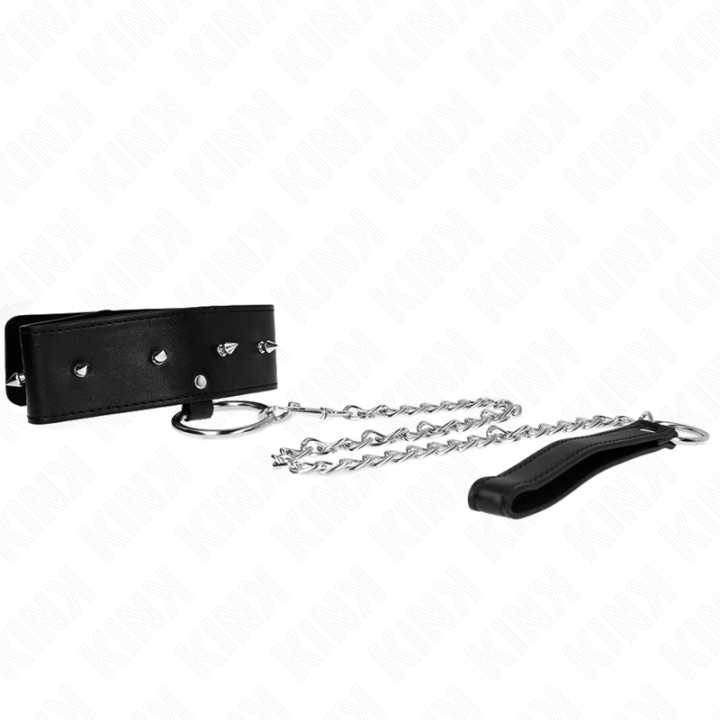 Kink - Necklace 65 cm With Leash With Silver Studs Model 2 Adjustable 36-43 cm x 5 cm