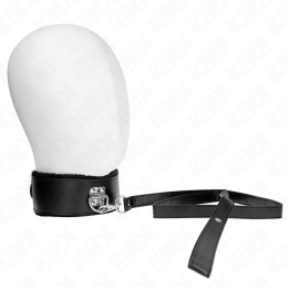 Kink - Necklace With Leash 116 cm With Silver Studs Model 4 Black Adjustable 40-48 cm x 6 cm