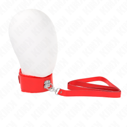 Kink - Necklace With Leash 116 cm With Silver Studs Model 4 Red Adjustable 40-48 cm x 6 cm