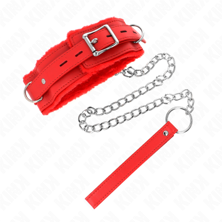 Kink - Colar Com Trela 65 cm Com Restrições Vermelho 36-42 cm x 5,5 cm