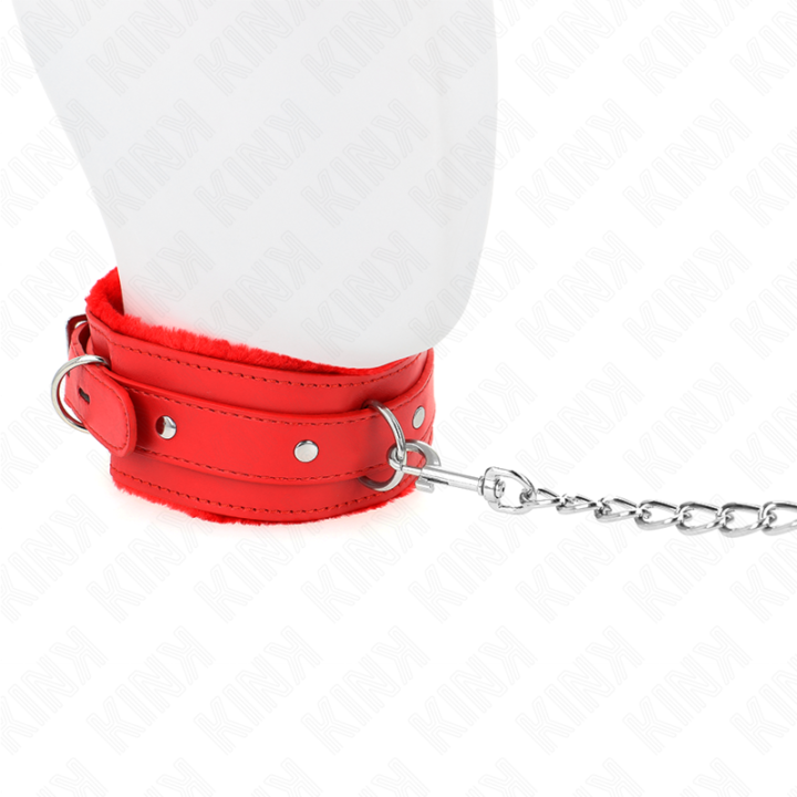 Kink - Collare Con Guinzaglio 65 cm Con Restrizioni Rosso 36-42 cm x 5,5 cm