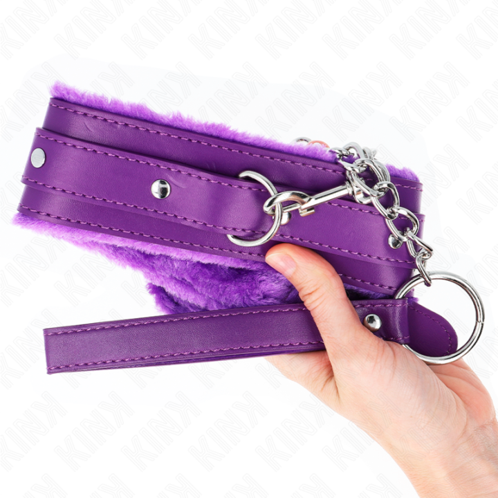 Kink - Collare Con Guinzaglio 65 cm Con Restrizioni Viola 36-42 cm x 5,5 cm